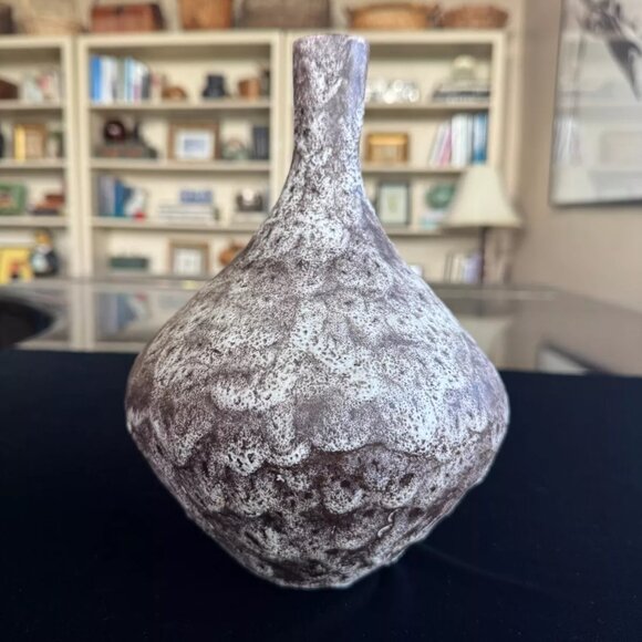 Signed Mid Century Fat Lava Art Pottery Vase